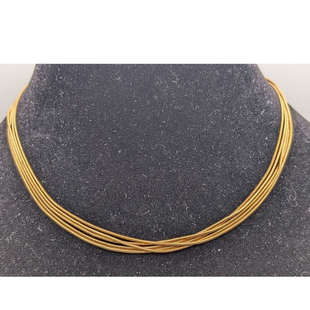 NAPIER Gold Tone Multi Strand Snake Chain Necklace Choker 16in Vintage Extender